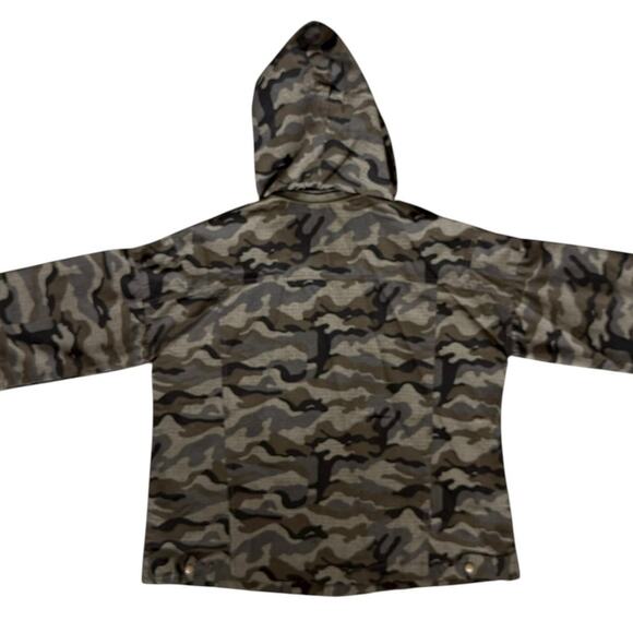 Sugarlips Green & Black Camo Print Jacket 3/4 Sleeves Boxy Lightweight Size XS - Picture 6 of 11